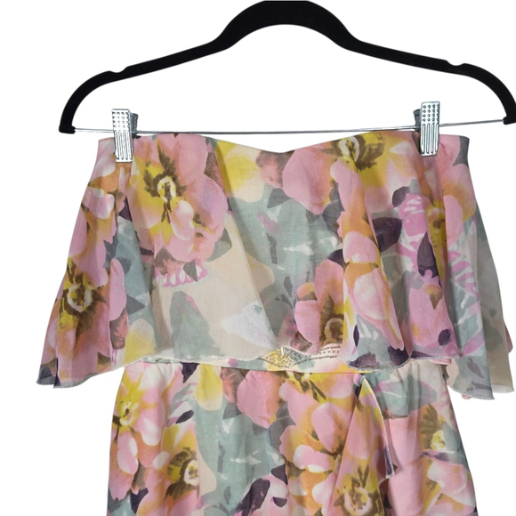 Lipsy London Floral Tube Dress Ruffles Size 4 New - Picture 5 of 15